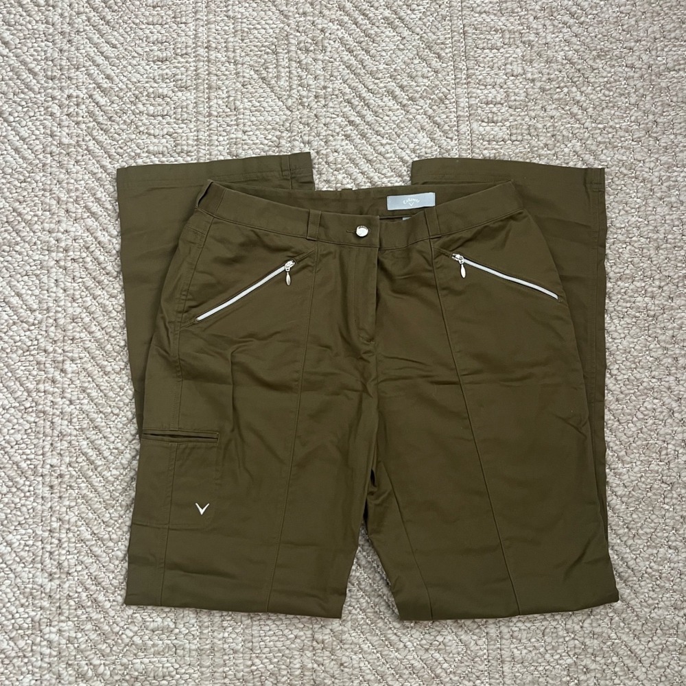 Callaway Womens Golf Pants Olive Green Straight Leg Stretch Cotton Size 8